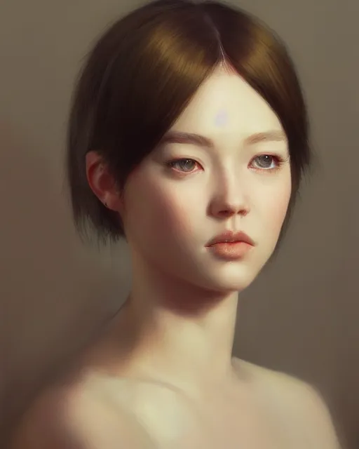 Prompt: a highly realistic, true to life portrait of a young woman, sharp focus, by ilya kuvshinov, leng jun, ruan jia, tom bagshaw, trending on artstation, cinematic lighting, hyper realism, octane render, 8 k, hyper detailed.