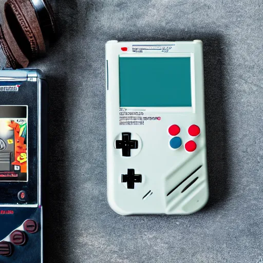 Image similar to a gameboy smartphone, product placement, professional photo