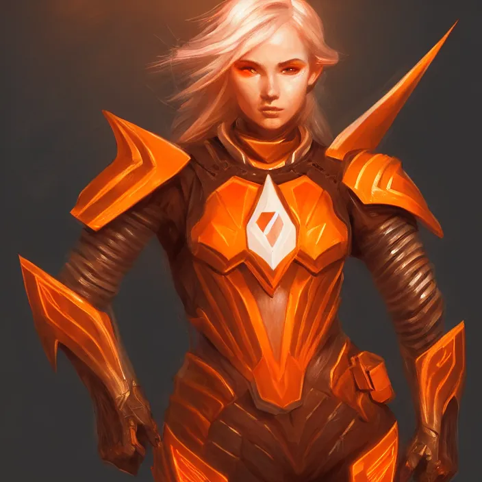 Prompt: masterpiece portrait of a d & d ranger with her quantum armor, orange and white, volumetric lighting, fantasy, intricate, elegant, lifelike, photorealistic, artstation, concept art, sharp focus, magic the gathering art