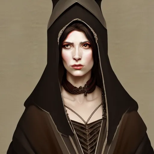 Image similar to character concept portrait of a medieval woman with pale face, intricate, elegant, digital painting, concept art, smooth, sharp focus, illustration, realistic