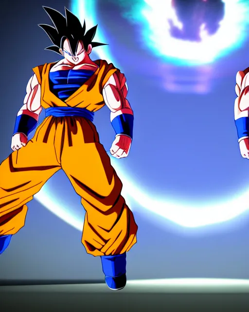 Prompt: in the hyperbolic time chamber where goku and gohan are training. gohan wants goku to train him harder and the two begin sparring more intensely dragon ball z studio ghibli seerlight volumetric lighting unreal engine trending on artstation