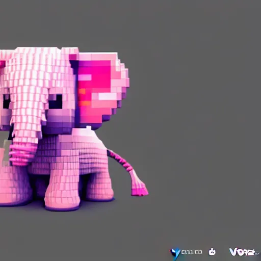 Image similar to voxel art of a cute elephant, orthographic, colorful, 4k, blender render