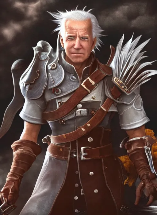 Image similar to a full portrait photo of biden in final fantasy ix style, f / 2 2, 3 5 mm, 2 7 0 0 k, lighting, perfect faces, award winning photography.