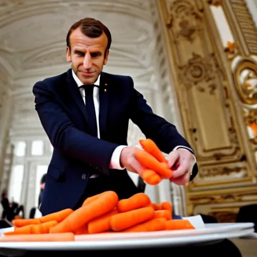 Image similar to « emmanuel macron, eating carrots »