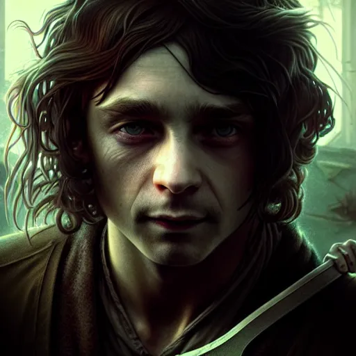 Prompt: Drug addict hobbit in a dark alley, ultra realistic, concept art, intricate details, dark, highly detailed, photorealistic, octane render, 8k, unreal engine, art by artgerm and greg rutkowski and alphonse mucha