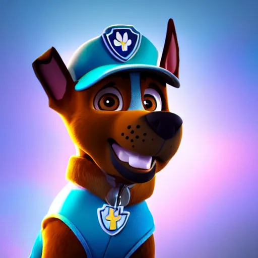 Prompt: marshall from paw patrol portrait, movie poster, 8 k, trending on artstation, octane render, volumetric smoke and shadows