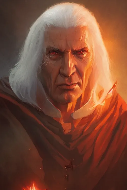 Image similar to An awesome portrait painting Raistlin Majere by Greg Rutkowski, Wizards of the Coast, Magic The Gathering, Craig Mullins, trending on Artstation.