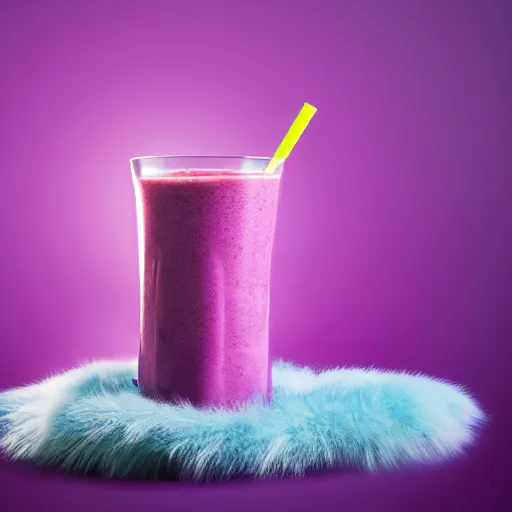 Image similar to purple plush smoothie, furry, 4 k, neon background