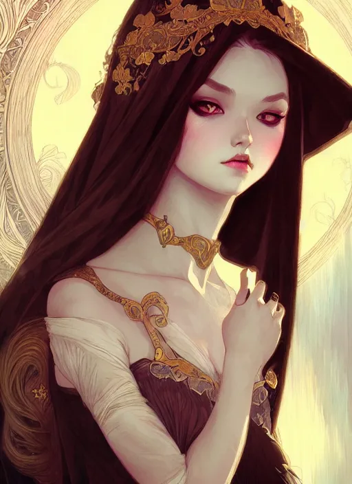 Image similar to girl venizian era, dark fantasy, extremely detailed, sharp focus, portrait, smooth, digital illustration, by rossdraws, mucha, frank franzzeta, sakimichan