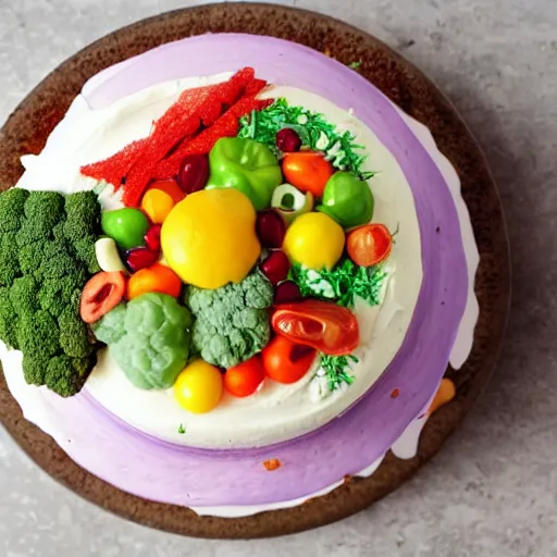 Image similar to photo of a cake with vegetables toppings