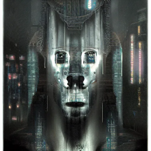 Image similar to cyberpunk robot hyena beksinski style