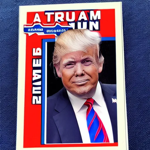 Image similar to baseball card of donald trump with team called american traitors with russia flag