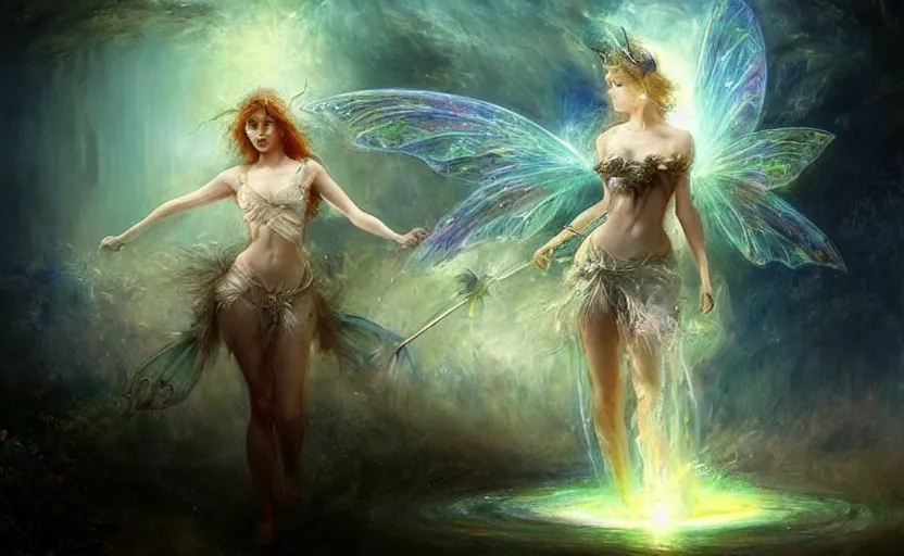 Image similar to the fairy rebellion. by artstation trending, by joseph mallord william turner, luis royo, konstantin razumov, cinematic lighting, fractal flame, highly detailed