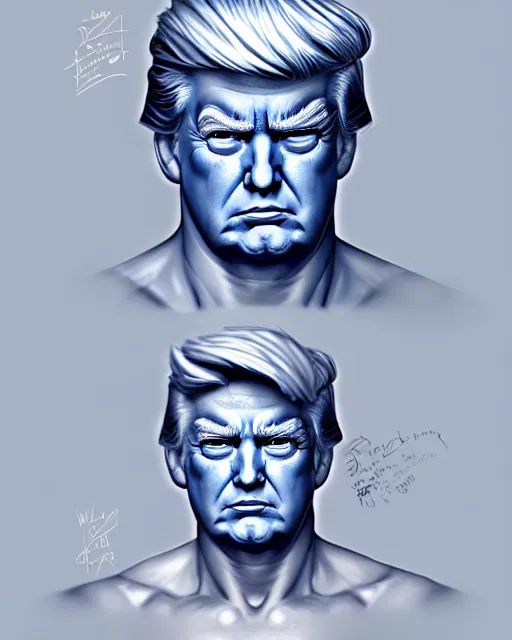 Image similar to character concept art of donald trump as poseidon | cute - fine face, pretty face, realistic shaded perfect face, fine details by stanley artgerm lau, wlop, rossdraws, james jean, andrei riabovitchev, marc simonetti, and sakimichan, tranding on artstation