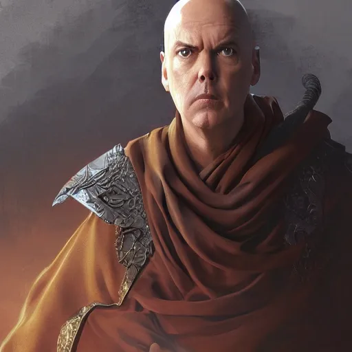 Image similar to michael keaton is a monk in a Jodorowski movie, intricate, elegant, digital painting, concept art, smooth, sharp focus, illustration, from StarCraft by Ruan Jia and Mandy Jurgens and Artgerm and William-Adolphe Bouguerea