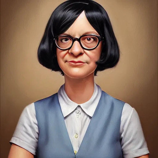 Image similar to Beautiful hyperrealistic detailed matte portrait painting of Tina Belcher, by andreas rocha and john howe, and Martin Johnson