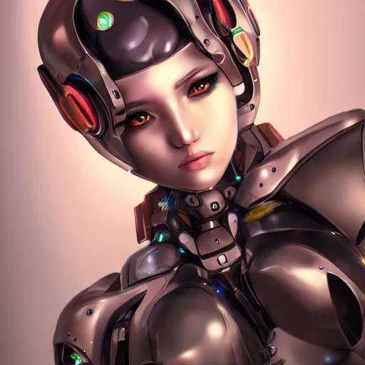 Image similar to heroine, beautiful, female mecha, ultra detailed, digital art, 8 k, hd, character, realistic, straight face upper body portrait, 3 d, hyper realistic