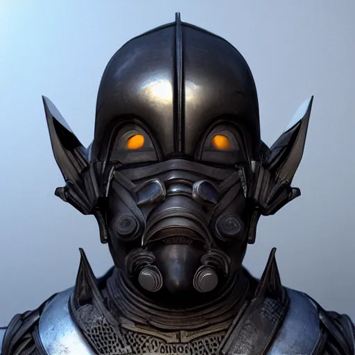 Image similar to futuristic medieval mask of the Black Plague, octane render, 3D, unreal engine, coherent like Dall-E 2