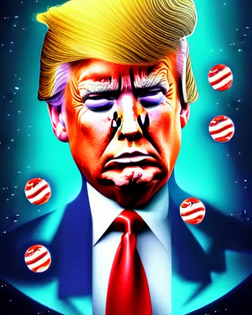 Image similar to digital art, fantasy portrait of donald trump with the number 5 floating in space, by james jean, by ross tran, ultra detailed, character design, concept art, trending on artstation,