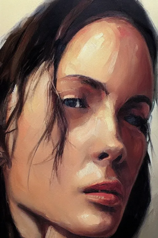 Prompt: beautiful clean oil painting portrait study by rafael albuquerque, detailed, stunning, realistic, skin color
