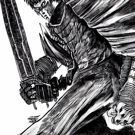 Prompt: guts from berserk in the style of chris chan, high detail