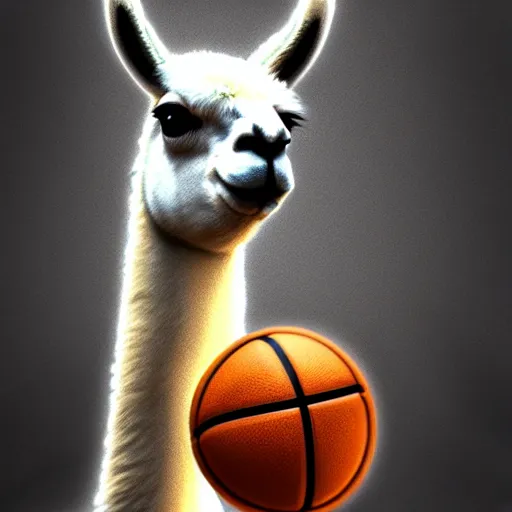 Image similar to a llama dunking a basketball, 4 k, digital art, high resolution, trending on artstation