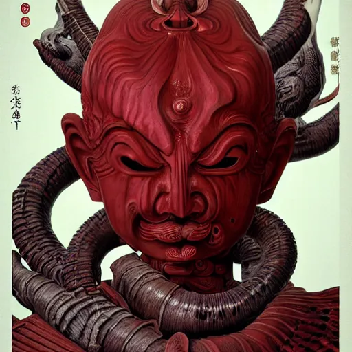 Image similar to naraka buddhist demon korean female, angry female alien, epic samurai warrrior, tubular creature, blood vessels, no face, dystopian surrealism, alex ries zdzisław beksinski, symmetrical long head, smooth marble surfaces, smooth marble surfaces, detailed ink illustration, detailed ink illustration, raiden metal gear, cinematic smooth stone, deep aesthetic