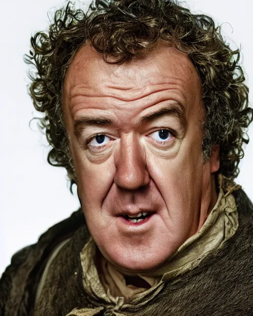 Image similar to film still close - up shot of jeremy clarkson as bilbo baggins from the movie the hobbit. photographic, photography