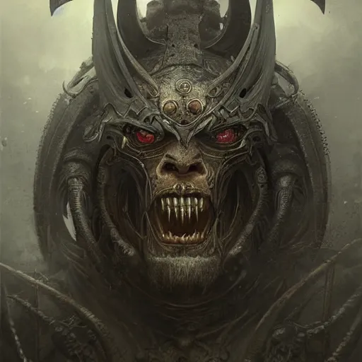 Prompt: biomechanical demon viking, portrait, illustration, concept art, smooth, sharp focus, by gustave dore and greg rutkowski