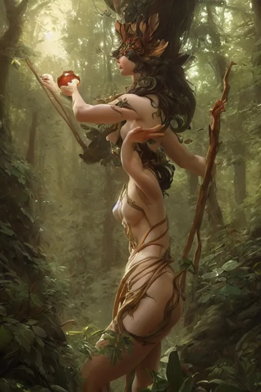 Image similar to goddess of the forest, highly detailed, digital painting, artstation, concept art, smooth, sharp focus, illustration, unreal engine 5, 8 k, art by artgerm and greg rutkowski and edgar maxence