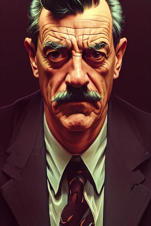 Image similar to a portrait of j jonah jameson, fantasy, sharp focus, intricate, elegant, digital painting, artstation, matte, highly detailed, concept art, illustration, ambient lighting, art by ilya kuvshinov, artgerm, alphonse mucha, and greg rutkowski