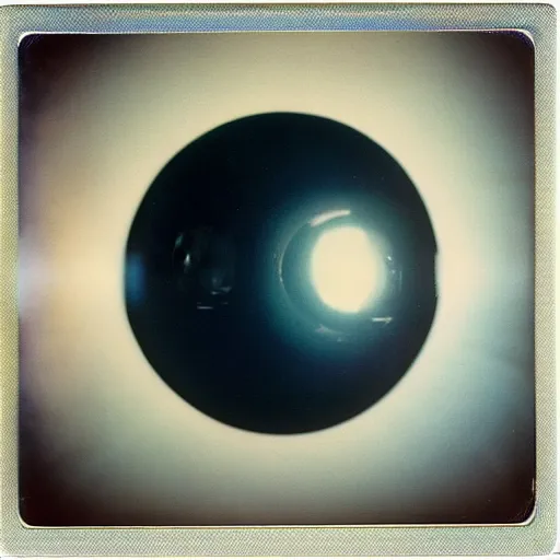 Prompt: grainy Polaroid film photograph of a highly reflective floating glass orb at the bottom of the ocean. super resolution. surreal. Extremely detailed. Polaroid 600 film. by Annie Leibovitz and Richard Avedon