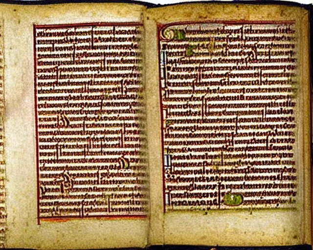 Prompt: medieval manuscript about blockchain architecture and development
