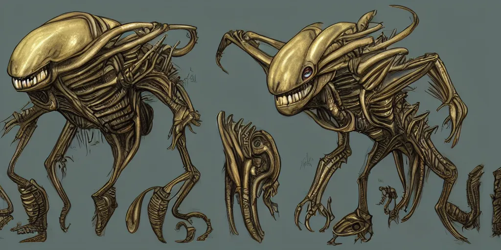 Prompt: video game alien creature concept art