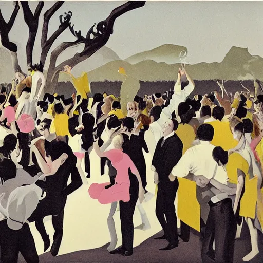 Image similar to having a cool party birthday party, painting by neo rauch