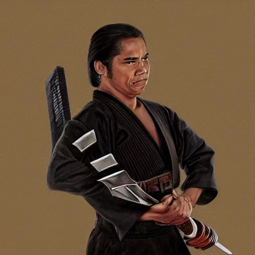 Prompt: portrait of Obama carrying a katana, photorealistic