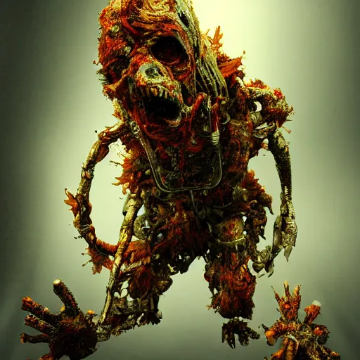 Prompt: fleshy zombie cyborg bigbird sci-fi high intricate detail photorealistic dramatic lighting 4K