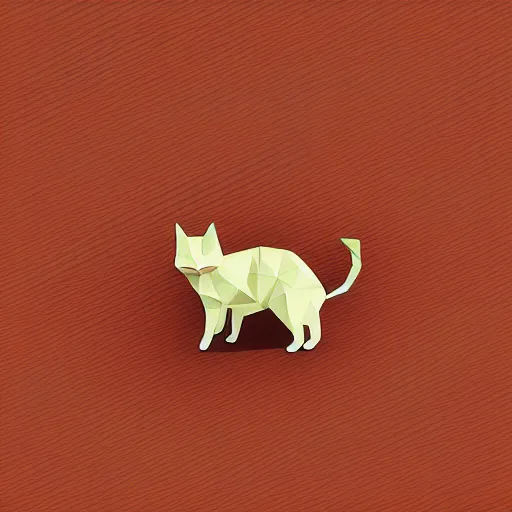 Prompt: orange to red gradient low poly art of cat connecting lines