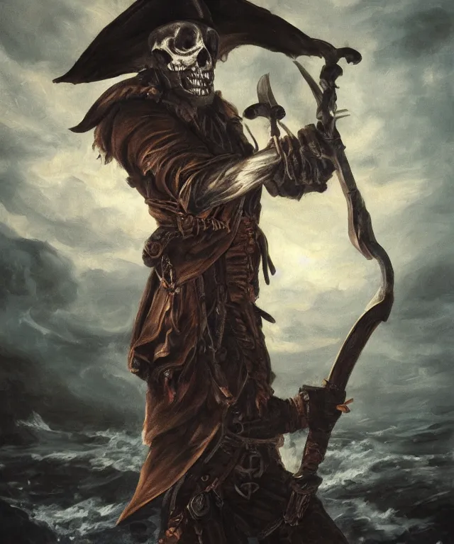 Image similar to ultra realistic color portrait painting of a tranparent 1 7 th century pirate ghost with a sword in a grotto, dark, painted, brooding, atmospheric, seascape, horror, smooth, epic, highly detailed, cinematic, artstation, by kai carpenter