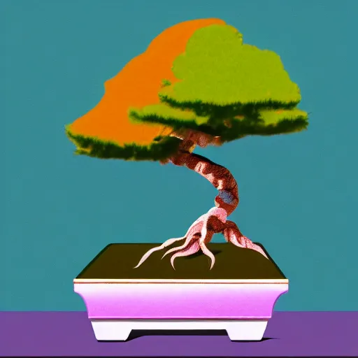 Prompt: bonsai tree but minimalistic concept art by frank stella gilleard james, whalen tom, colorful, soft light, trending on artstation, minimalism