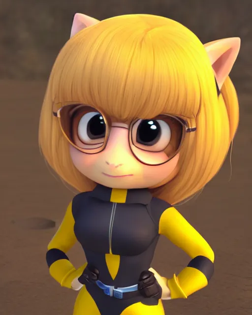 Image similar to female bumblebee mini cute style, highly detailed, rendered, ray - tracing, cgi animated, 3 d demo reel avatar, style of maple story and zootopia, maple story gun bumblebee girl, bee chibi, soft shade, soft lighting