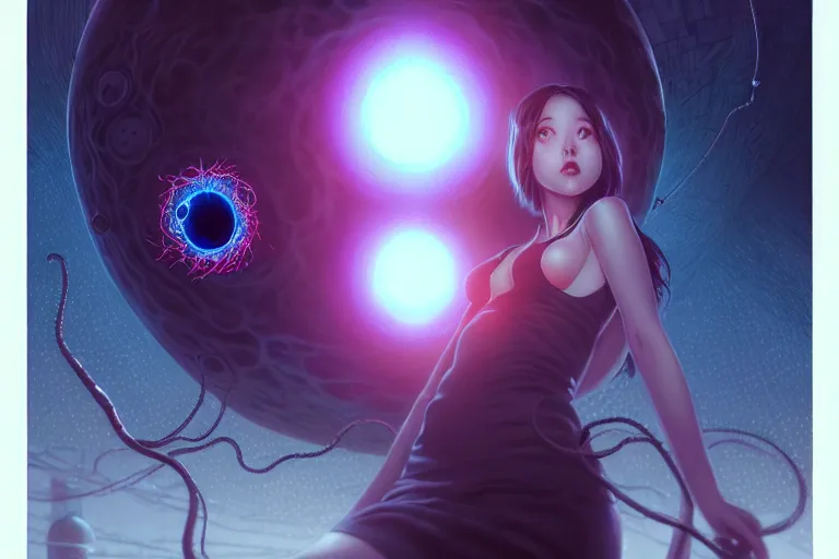 Image similar to azathoth girl save the earth, occlusion shadow, specular reflection, rim light, unreal engine, artgerm, artstation, art by hiroaki samura and ilya kuvshinov and ossdraws, intricate, highly detailed 8 k, surrealistic fantasy illustration, cosmic horror, box office hit, movie poster