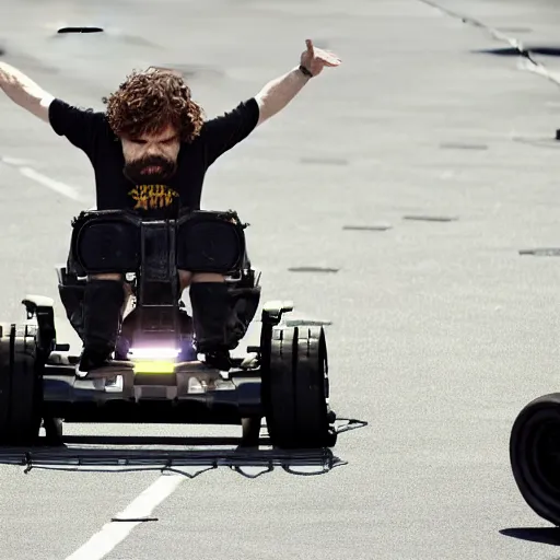 Prompt: Peter Dinklage competing in battlebots, 4K