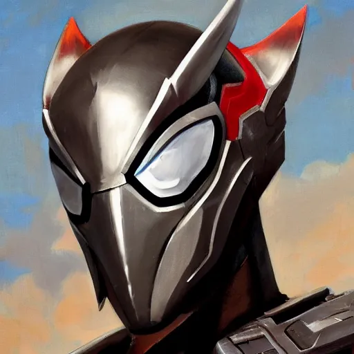 Image similar to greg manchess portrait painting of armored spiderman ultraman grey fox from metal gear cyborg gay japanese - american hybrid as overwatch character, medium shot, asymmetrical, profile picture, organic painting, sunny day, matte painting, bold shapes, hard edges, street art, trending on artstation, by huang guangjian and ail elvgren and sachin teng