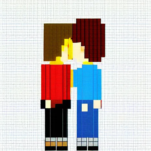 Prompt: young adult couple, 1 6 bit pixel art