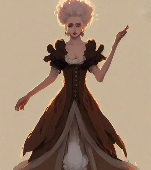 Prompt: portrait of a baroque dress design inspired by pumpkin from fantasy world for queen by atey ghailan, by greg rutkowski, by greg tocchini, by james gilleard, by joe fenton, by kaethe butcher, dynamic lighting, gradient light blue, brown, blonde cream and white color scheme, grunge aesthetic