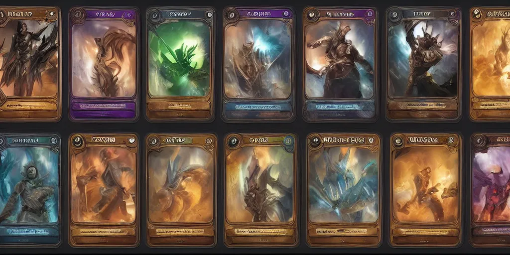 Image similar to professional empty and fantasy graphic template for a trading card game and editable in photoshop, high details, high resolution, magic the gathering style