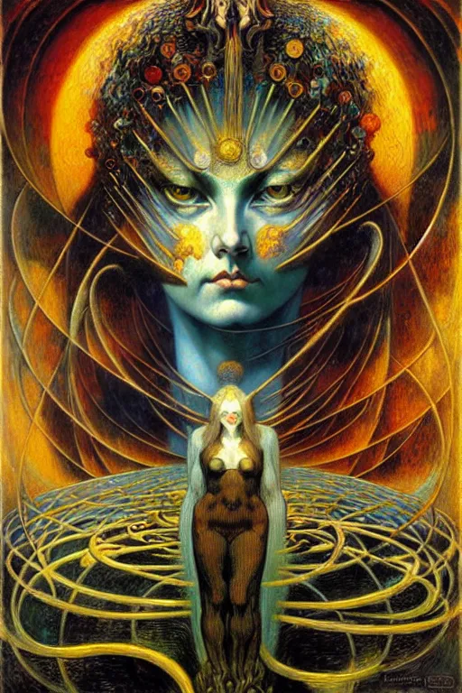 Image similar to Divine Chaos Engine by Karol Bak, Jean Delville, William Blake, and Vincent Van Gogh, symbolist