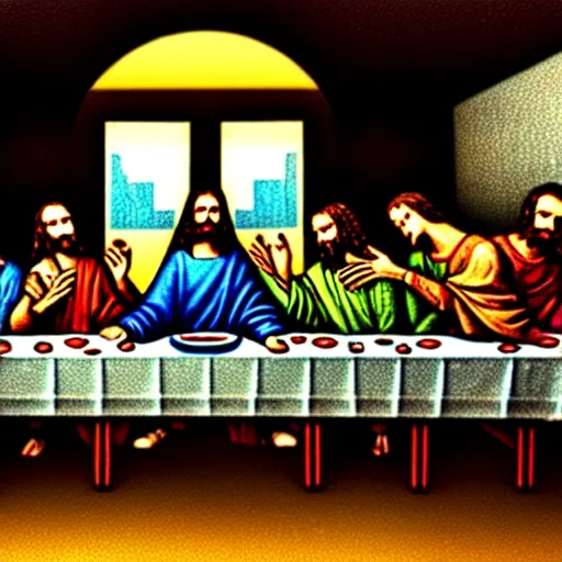 Prompt: the last supper, cyberpunk