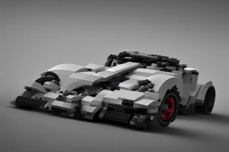 Image similar to Porsche designed by Apple, made out of Lego, octane render, studio light, 35mm,